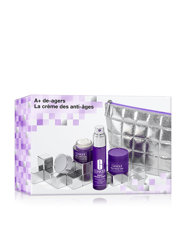 A+ De-Agers Skincare Set, Μια συλλογή από τα καλύτερα προϊόντα μας αντιγήρανσης, για ορατά αποτελέσματα. Δερματολογικά ελεγμένο. 100% χωρίς άρωμα.
