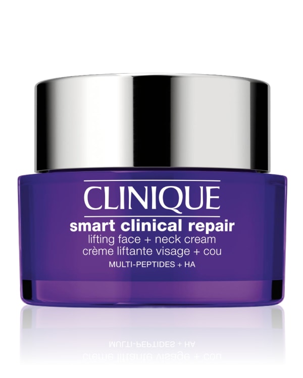 Clinique Smart Clinical Repair™ Lifting Face + Neck Cream, Η νέα προσθήκη στην ήδη προηγμένη μας σειρά αντιγήρανσης, την Clinique Smart Clinical Repair™. Η ισχυρή μας κρέμα για πρόσωπο και λαιμό χαρίζει ορατή ανόρθωση στην επιδερμίδα και μειώνει γραμμές και ρυτίδες για πιο λεία, νεανική όψη.