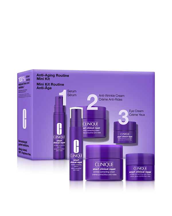Anti-Aging Routine: Mini Smart Clinical Repair Kit, Ισχυρό πρόγραμμα αντιγήρανσης για την καθημερινή περιποίηση της επιδερμίδας, για άμεση αντιμετώπιση των ρυτίδων.