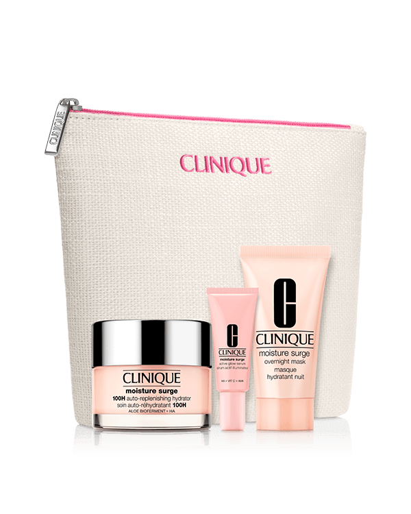 Moisture Surge Value Set, Τρία αγαπημένα προϊόντα Moisture Surge™, που ενισχύουν την ενυδάτωση της επιδερμίδας πρωί και βράδυ.